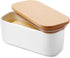 Sweese 325.101 Small Butter Dish - Airtight Butter Keeper Holds Up to 1 Sticks of Butter - Porcelain Container with Beech Wooden Lid, White