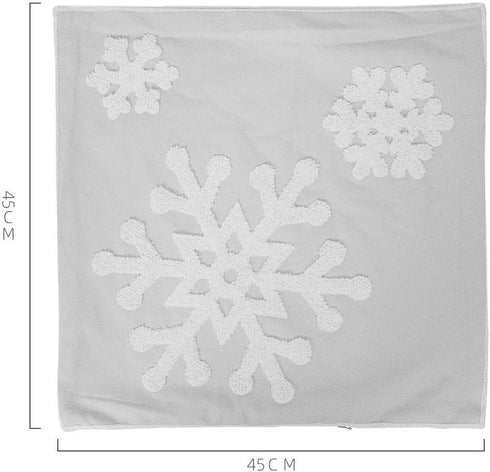 HUAGUOGUO 18 x 18 Inch 2PCs Embroideried Pillowcase?Christmas Holiday Falling Snowflake Cotton Linen Throw Pillow Cover Cushion Home Sofa Bed Car Decorative (Grey)