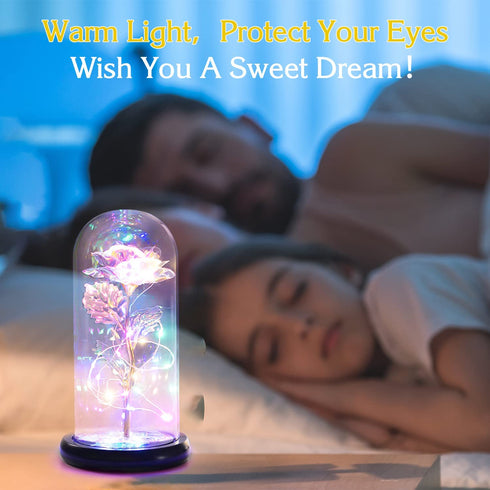 zukakii Artificial Flower Rose Gift for Mom Women, Preserved Flowers Galaxy Rose with Led Lights Unique Gifts for Women Wife Girlfriend, Mother's Day, Thanksgiving, Birthday, Anniversary - Rainbow