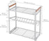 KES 3 Tier Spice Rack Organizer for Countertop, Spice Organizer for Kitchen, Seasoning Jars Condiment Sauce Organizer, Iron and Wood White, KSR512-WH