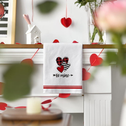 Artoid Mode Love Heart Gnome Kitchen Dish Towels, 18 x 26 Inch Seasonal Valentine's Day Anniversary Wedding Ultra Absorbent Drying Cloth Tea Towels for Cooking Baking Set of 4