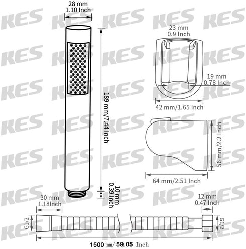 KES Bathroom Handheld Shower Head with Extra Long Hose and Bracket Holder Shower Wand Polished SUS304 Stainless Steel, LP150-PS