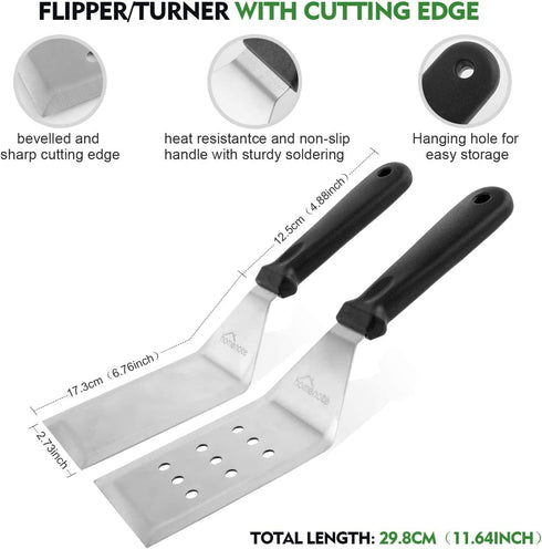 homenote Griddle Accessories Kit, Exclusive Griddle Tools Spatulas Set for Blackstone - 8 Pcs Commercial Grade Flat Top Grill Accessories - Great for Outdoor BBQ, Teppanyaki and Camping