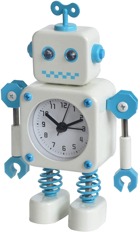 Diskary Robot Wake-up Alarm Clock Without Ticking Sound (White)