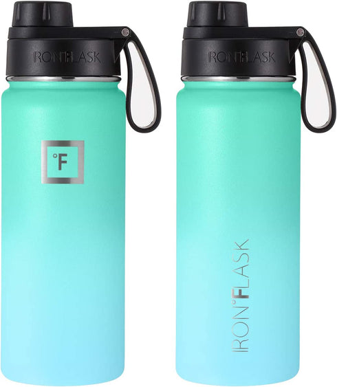 IRON °FLASK Sports Water Bottle - 18 Oz, 3 Lids (Spout Lid), Leak Proof, Vacuum Insulated Stainless Steel, Double Walled, Thermo Mug, Metal Canteen