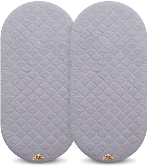 BlueSnail Quilted Fitted Waterproof Cradle Sheet, Comfortable and Soft Bassinet Pad Cover 2 Pack (Gray Quilted )¦