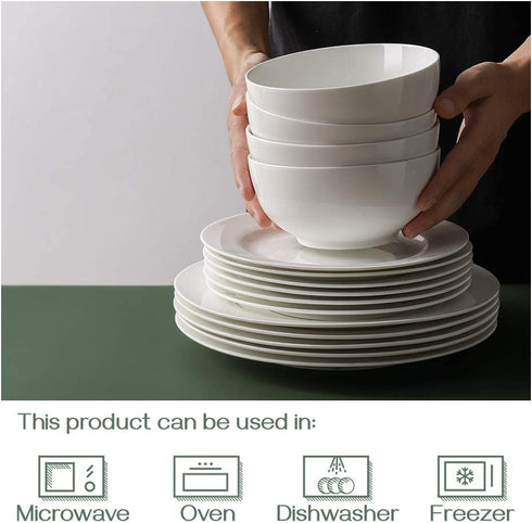 DOWAN Ceramic Soup Bowls, Cereal Bowl, 22 Ounce Bowls Set, Chip Resistant, Dishwasher & Microwave Safe, Porcelain Bowls for Kitchen, White Bowls for Cereal Soup Rice Pasta Salad Oatmeal, Set of 4