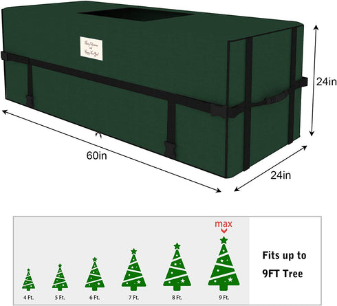Brobery Christmas Tree Storage Bag 9 Feet Wide Opening Xmas Tree Box Storage Container for Disassembled Trees 600D Oxford with Durable Handles & Dual Zipper