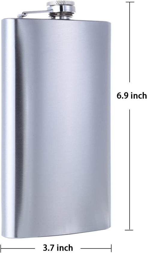 TOX TANEAXON 12 oz Classic Silver Pocket Whiskey Liquor Hip Flask with Funnel and Premium Box - Stainless Steel and Leak Proof