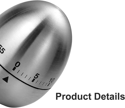 Kitchen Egg Timers for Boiling Eggs?Cute Manual Stainless Steel Metal Mechanical Visual Countdown for Cooking Timer with Loud Alarm?for School, Learning, Projects, and Exercise