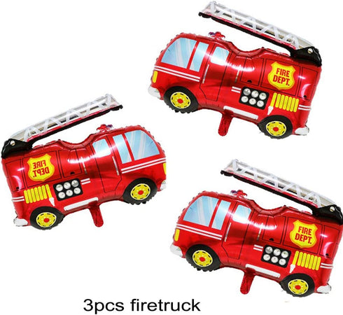 Fire Truck Party Supplies - Fireman Happy Birthday Banner, Paper Pom Pom Tissue Tassels, Firefighter Birthday Balloon