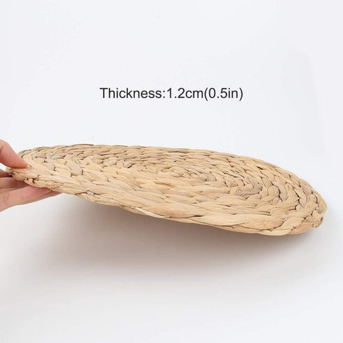 kilofly Natural Water Hyacinth Weave Placemat Round Braided Rattan Tablemats 13.5 inch x 4pc