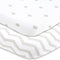 Cradle Sheets Fitted 18 x 36 Fits Most Bedside Sleeper Bassinets Without Bunching Mattress Pad Snuggly Soft Jersey Cotton Grey Dots, Chevron 2 Pack