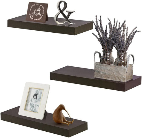 ZGZD Floating Shelves for Wall, Easy to Install, Set of 3, 5.9" Deep (Espresso Brown)