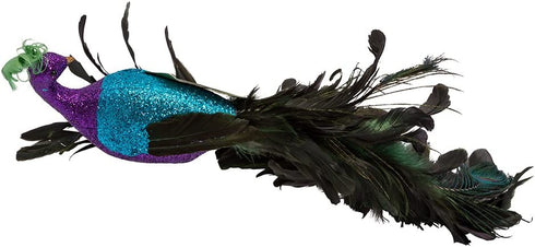 Kurt Adler H6043 Large Purple/Blue Feather Peacock on Clip, Multicolor