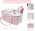 Baby Diaper Caddy Pink Large Collapsible Nursery Organizer Storage Basket for Girl Portable Holder Tote Bag for Changing Table Car Travel Registry Favorites Newborn Essentials Must Haves small dots