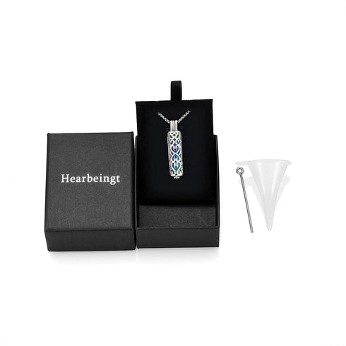 Hearbeingt Cylinder Cremation Urn Necklace for Ashes for Women Men Cremation Jewelry Urn Pendant with Hollow Urn Memorial Keepsake Jewelry for Ashes
