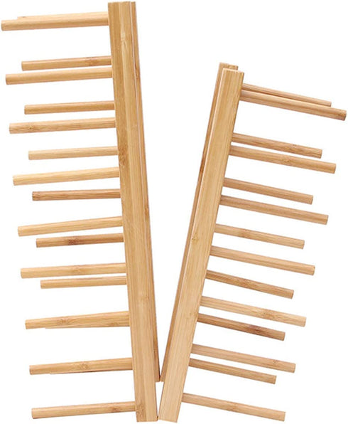 CL1949 Multifunctional Bamboo Wood Dish Rack Drain/Dry/Storage Plate Rack-Standing Kitchen Rack Cabinet Organizer (4 divisions)