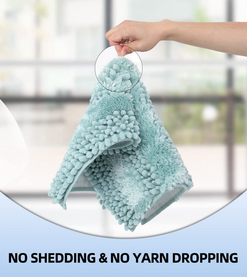 La Maison Cozy,24x17,Soft Absorbent Washable Bath Rugs for Bathroom, Microfiber Dries Quickly, Luxury Chenille Shaggy Non-Slip Bathroom Carpet Mats, Rugs for Bathtub and Shower Floor,Turquoise