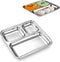 WG Inc Stainless Steel Divided Plates/Three Compartment Trays (Pack of 2) , Diet Food Control, Mini Mess, Dinner, Lunch, Snack, Camping Dishes for Adults, Campers, Compact serving platter