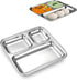 WG Inc Stainless Steel Divided Plates/Three Compartment Trays (Pack of 2) , Diet Food Control, Mini Mess, Dinner, Lunch, Snack, Camping Dishes for Adults, Campers, Compact serving platter