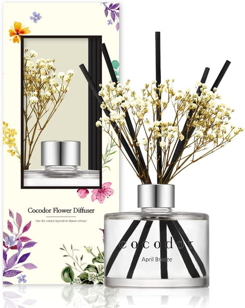 COCODOR Preserved Real Flower Reed Diffuser / April Breeze / 6.7oz(200ml) / 1 Pack / Reed Diffuser Set, Oil Diffuser & Reed Diffuser Sticks, Home Decor & Office Decor, Fragrance and Gifts
