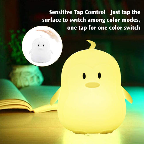 Yuede Kids Night Light (Silicone Light) USB Rechargeable Penguin Night Lights, 9 Colors Change with Touch Sensor and Remote Control for Baby/Kids/Adult Bedroom (Penguin)