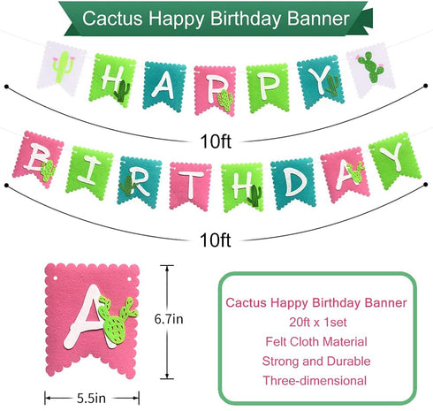Cactus Party Decorations, Llama Birthday Party Supplies, Happy Birthday Party Banners Paper Lanterns Balloons for Tropical Mexican Fiesta Party Decorations