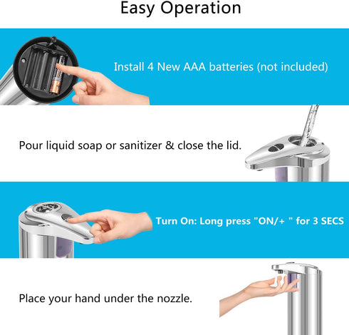 Cherodada Automatic Soap Dispenser Touchless New Upgraded Infrared Motion Sensor, Waterproof Base, 3 Adjustable Levels, Hand Sanitizer Dispenser for Bathroom Kitchen Sink