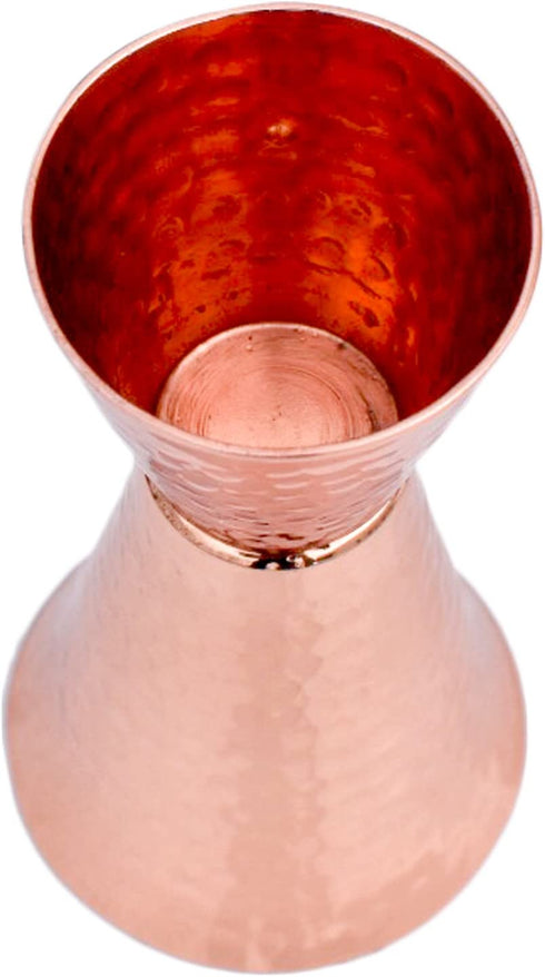 Prince of Scots Premium Hammered Pure Solid Copper Double Side Jigger, 1 ounce and 2 ounce Cups with 5 marks for measurement