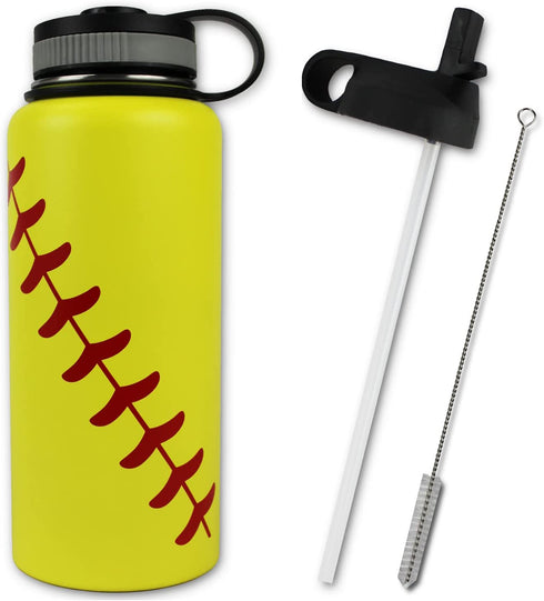 Urbanifi Water Bottle Baseball Softball Tumbler 32 oz Gift for Mom Men Flask Sports Travel Waterbottle, Stainless Steel, Vacuum Insulated, Water Cold for 24, Hot for 12 Hours