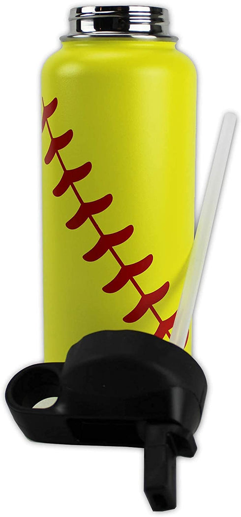 Urbanifi Water Bottle Baseball Softball Tumbler 32 oz Gift for Mom Men Flask Sports Travel Waterbottle, Stainless Steel, Vacuum Insulated, Water Cold for 24, Hot for 12 Hours