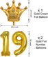 19th Birthday Decorations for Men Boy Women Girl,Black and Gold Birthday Decorations for 19th and 91st Happy Birthday Party with 19 Gold Number Balloon Happy Birthday Banner and Gold Crown Balloons