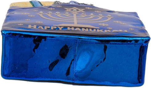 Kurt Adler 4" Noble Gems Happy Hanukkah Glass Gift Bag Ornament (NB1126)