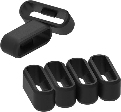 Replacement Fastener Ring for Garmin Vivosport/Vivosmart 5/Vivosmart HR/Vivoactive 4s/Vivomove 3s/Venu 2s/Forerunner 255s Band Keeper, Soft Silicone Elasticity Security Loop Watch Band Holder/Retainer (Black-6pcs)