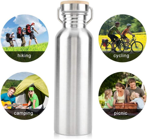 Stainless Steel Bottle Outdoor Portable Water Cup Drink Bottle Travel Mug(750ml)