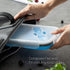 MAXCOOK Collapsible Lunch Container Stacking Silicone Lunch Box with Spoon & Fork, 1500ml/3-Compartment Portable Bento Storage Containers for Food, Microwave, Freezer, Dishwasher Safe, BPA Free Blue