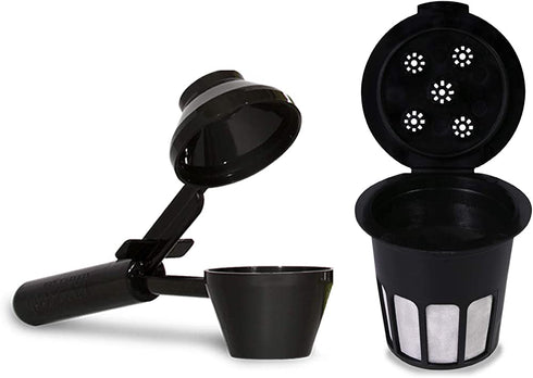 Cafe Supreme Reusable Single Serve Coffee Filter K Cup Pod + EZ-Scoop Coffee Scoop with Funnel | Compatible with Keurig K Supreme (Plus) Coffee Maker