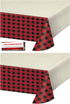 2 Pack - Buffalo Plaid Red Lumberjack Plastic Table Cover 54 x 102 Inches (Plus Party Planning Checklist by Mikes Super Store)