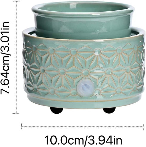 ASAWASA Wax Melt Warmer Ceramic Electric ,Candle Wax Warmer Burner for Scented Wax,Candle Melter and Scentsy Warmer for Aromatherapy Spa Home Office(Cyan Hexagon Pattern)