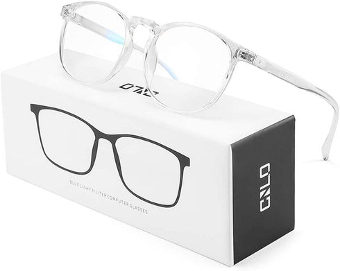 CNLO Blue light blocking Glasses,Computer Glasses,Radiation protection Gaming Glasses,For UV Protection, Anti Eyestrain,Lightweight Frame Eyewear,Men/Women (Crystal)