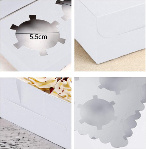 Cupcake Boxes Bakery Cake Carrier,15 Pieces White Cupcake Boxes 12 Holders Standard Cupcakes Muffins and Pastries Containers Carrie Holders for Wedding Treats Party (13.8 x 9.5 x 4inch)
