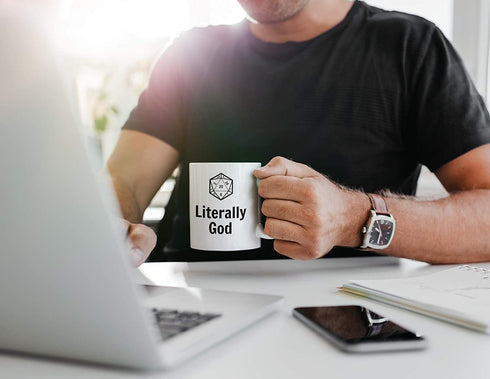 Game Master Mug Literally God D20 Coffee Cup 11oz 15oz Dungeon Master Pathfinder D&D Dungeons and Dragons Novelty