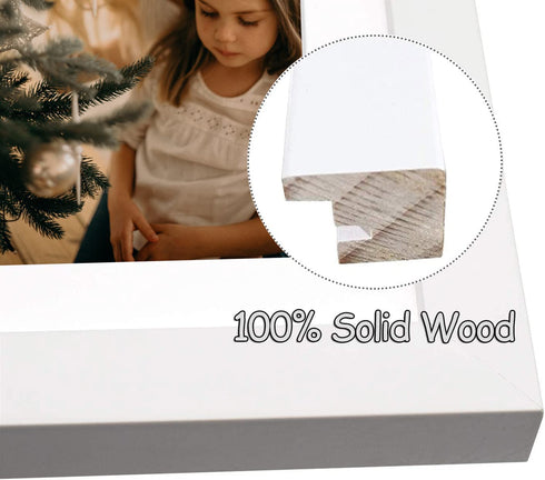 Golden State Art, 7x14 White Photo Wood Collage Frame with Mat displays (3) 4"x6" Pictures (Wood - White with White Mat)