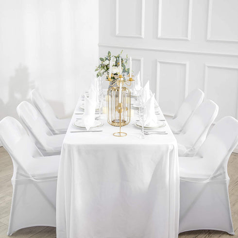 2pack 60x102 Inch White Rectangular Tablecloth in Polyester Fabric for Wedding/Banquet/Restaurant/Parties