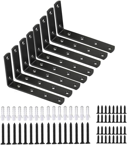 WINKER Corner Brace 16Pcs Shelf Bracket Heavy Duty Matte Black Steel L WINKER Corner Brace, Decorative Joint Angle Bracket for Shelf 5 InchX3 Inch Shelves Wall Hanging Bracket with Screws(16PCS))