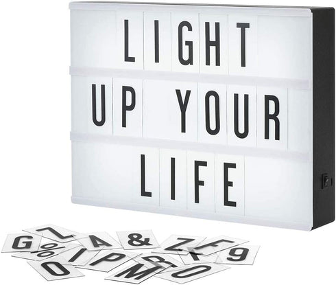 Eutuxia Cinematic Light Box with Letters - LED Light Box, Room Decor Sign, Marquee Light Up Sign - Personalized A4 White LED Letter Box with Light Up Letters (2 PK)