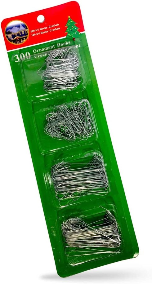 R’ND’s 300 Pack Ornament Hooks Christmas Tree Decorating Hangers- Metal Wire Ornament Hooks for Christmas Tree Decoration Hanging (Silver)