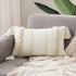 MIULEE Decorative Throw Pillow Cover Tribal Boho Woven Tufted Pillowcase with Tassels Super Soft Pillow Sham Cushion Case for Sofa Couch Bedroom Car Living Room 12X20 Inch Cream White