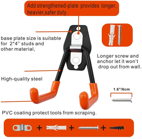 Garage Storage Utility Hooks,Wall Mount&Heavy Duty Garage Hanger & Organizer to Handle Ladder, Hold Chairs,with Premium Steel to Hang Heavy Tools for Up to 55lbs(Set of 4)